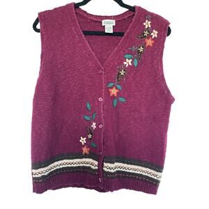 Vintage Classic Elements Grannycore Embroidered Vest, L